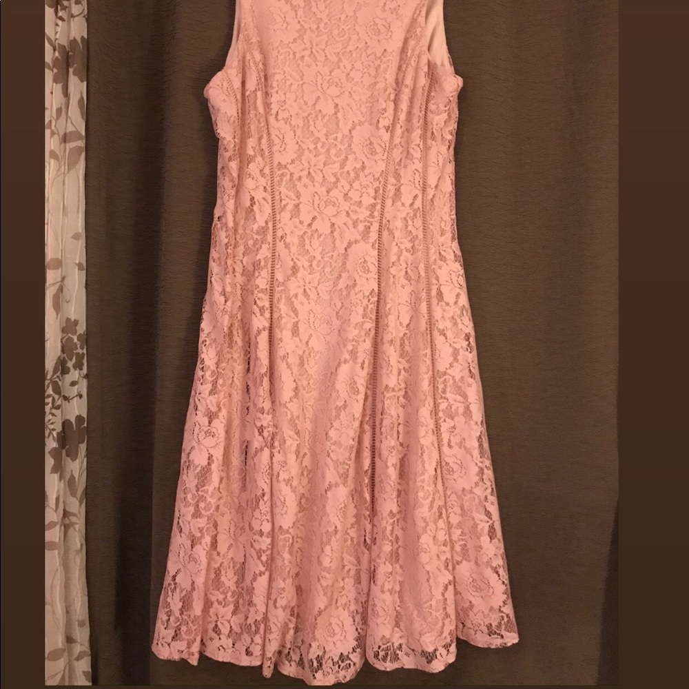 New Danny & Nicole Pink Midi Lace Dress - Picture 2 of 3